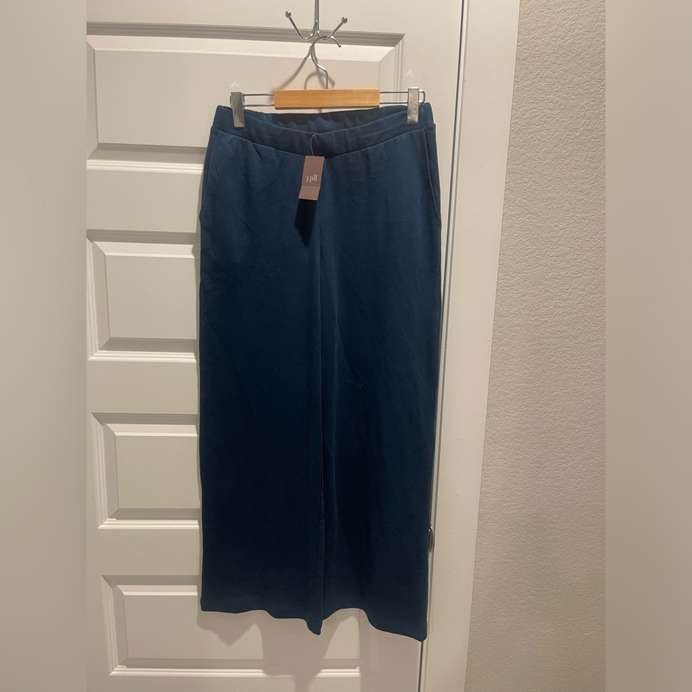 NWT J. Jill | Wide Leg Cropped Sweatpants | Navy Organic Cotton | Small Tall